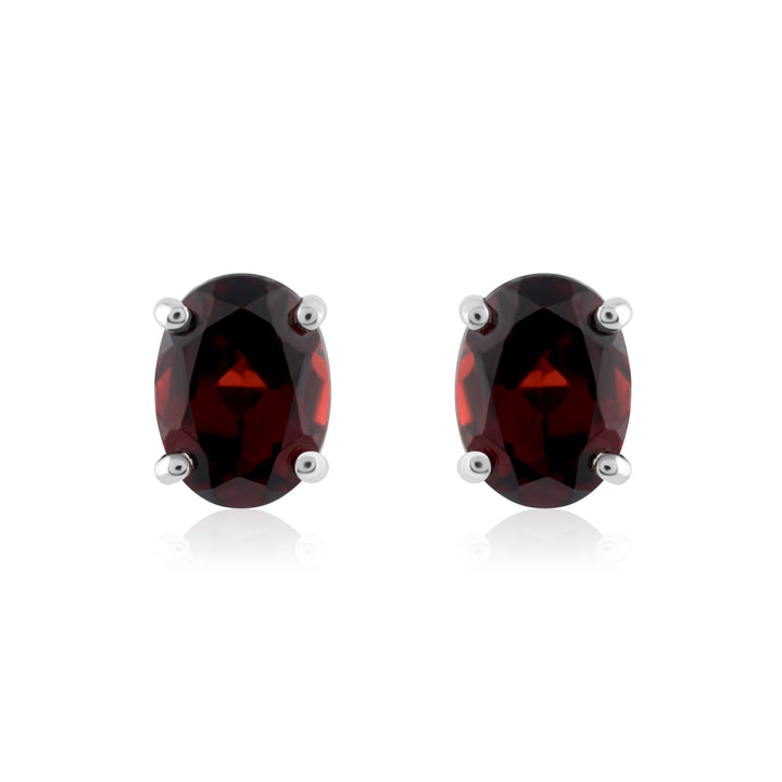 14K White Gold Garnet Stud Earrings ~ 3.20 Ct