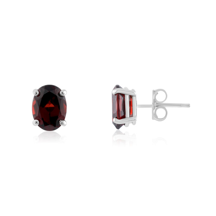 14K White Gold Garnet Stud Earrings ~ 3.20 Ct