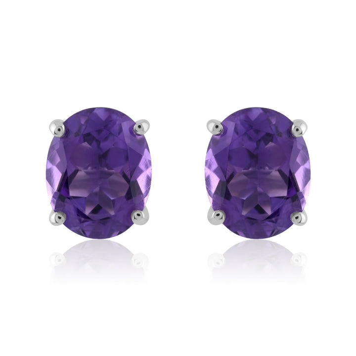 14K White Gold Amethyst Stud Earrings ~ 4½ Ct