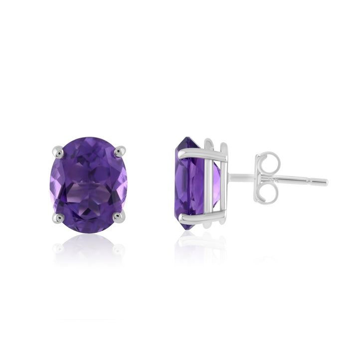 14K White Gold Amethyst Stud Earrings ~ 4½ Ct