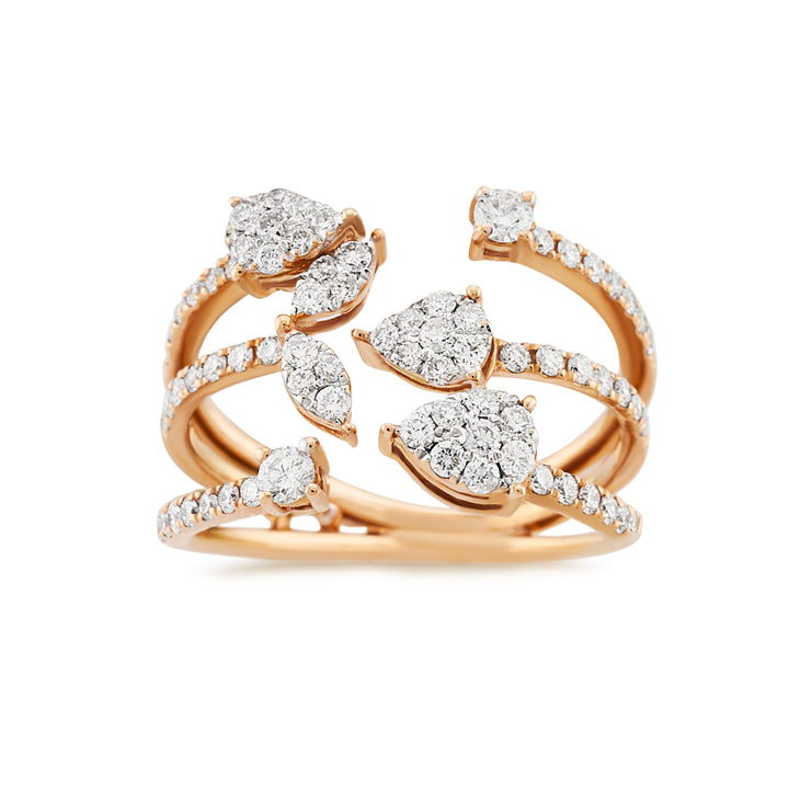 18K Rose Gold Natural Diamond Fashion Ring ~ 1Ct