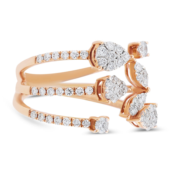 18K Rose Gold Natural Diamond Fashion Ring ~ 1Ct