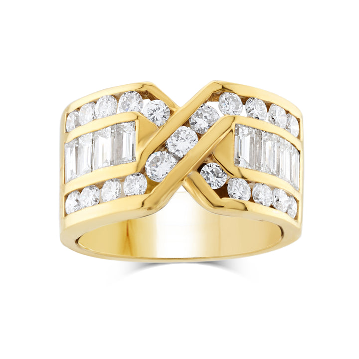 14K Yellow Gold Diamond Cocktail Ring ~ 2 Ct