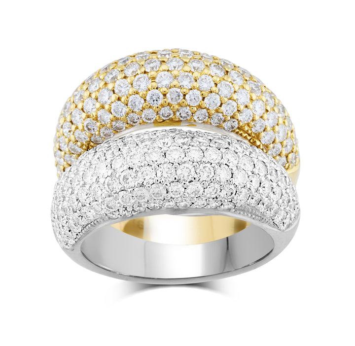 18K White & Yellow Gold Diamond Anniversary Ring ~ 5 Ct