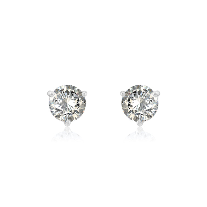 14K White Gold Lab Diamond Martini Cup Stud Earrings 4.01 Ct