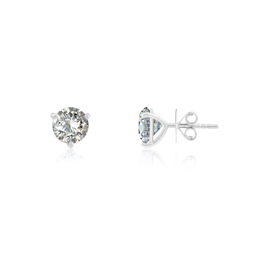 14K White Gold Lab Diamond Martini Cup Stud Earrings 4.01 Ct