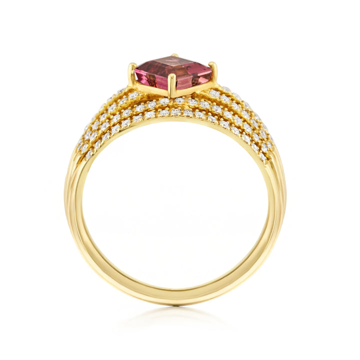14K Yellow Gold Tourmaline & Diamond Statement Ring ~ 2 ½ Ct