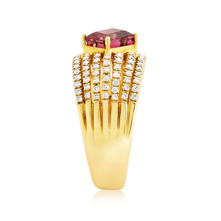 14K Yellow Gold Tourmaline & Diamond Statement Ring ~ 2 ½ Ct