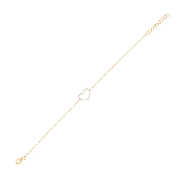 14K Yellow Gold Diamond Heart Bracelet ~ 1/3 Ct