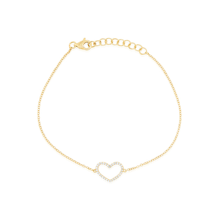 14K Yellow Gold Diamond Heart Bracelet ~ 1/3 Ct