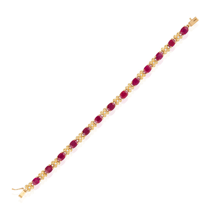 14K Yellow Gold Diamond & Ruby Tennis Bracelet ~ 20 Ct