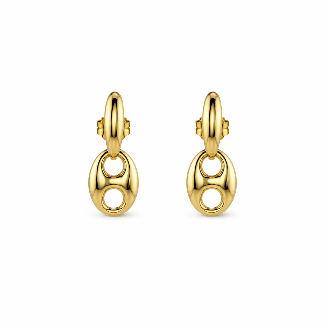 14K Gold Plated Sterling Silver Modern Link Drop Earrings