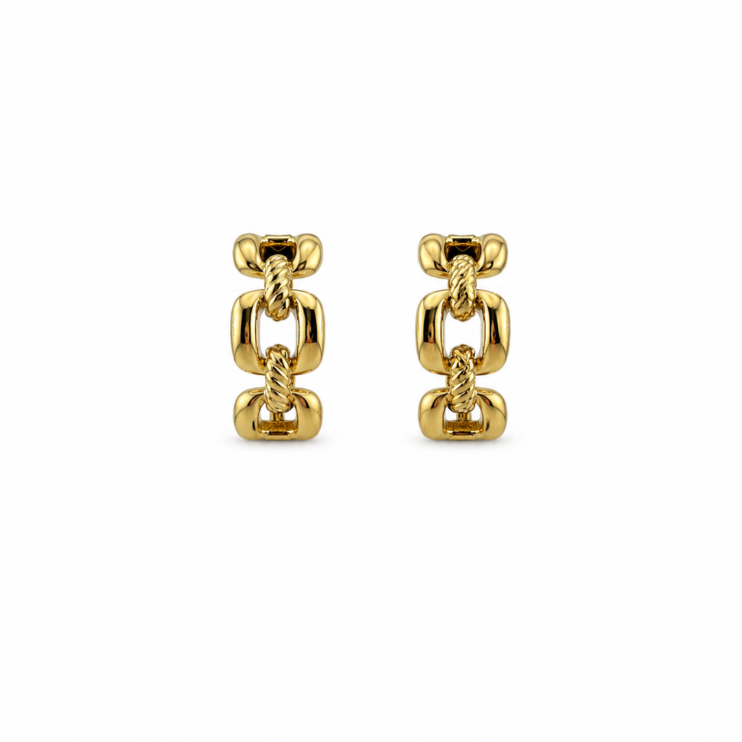14K Gold Plated Sterling Silver Interlocking Link Hug Earrings
