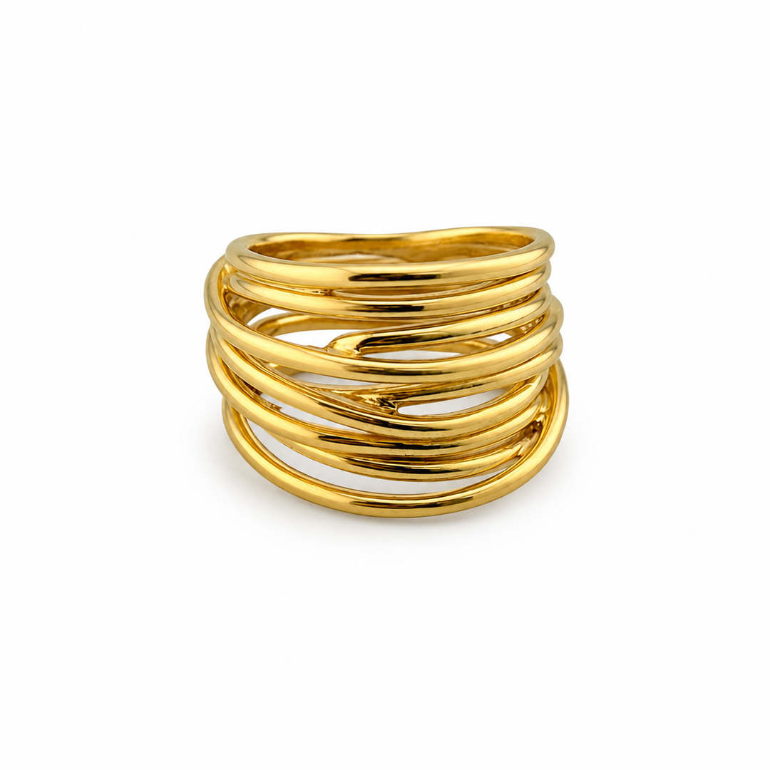 14K Gold Plated Sterling Silver Multi-Band Sculptural Ring