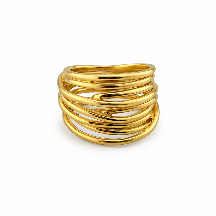 14K Gold Plated Sterling Silver Multi-Band Sculptural Ring