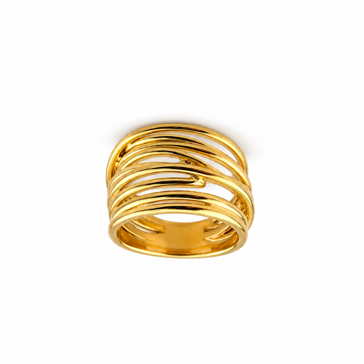 14K Gold Plated Sterling Silver Multi-Band Sculptural Ring