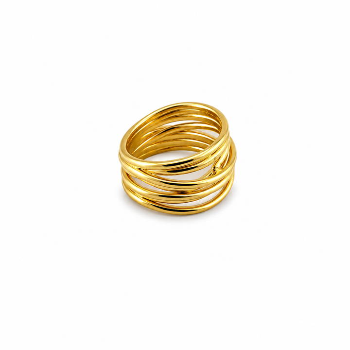 14K Gold Plated Sterling Silver Multi-Band Sculptural Ring