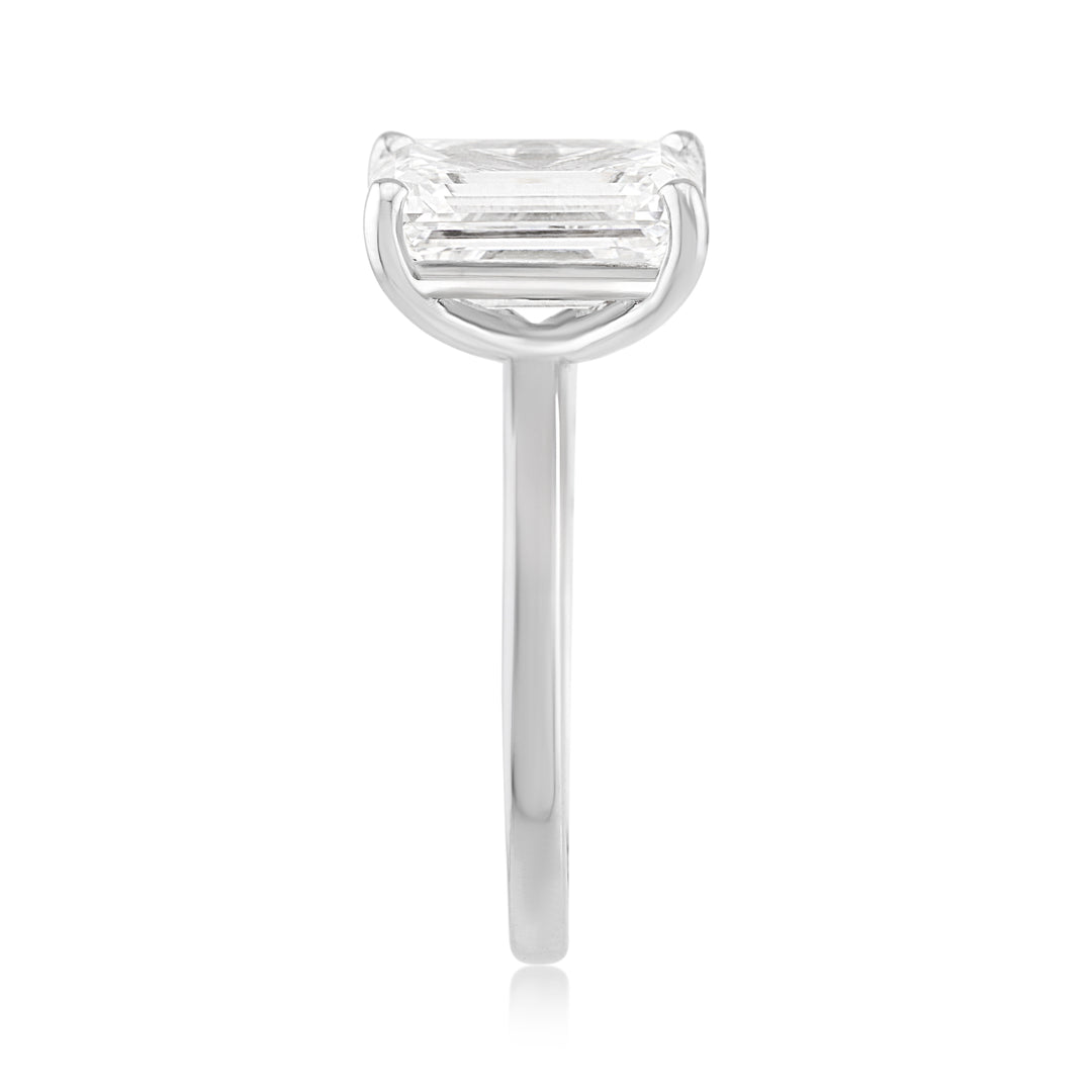 14K White Gold Emerald Cut Lab Diamond Solitaire 3.39 Ct