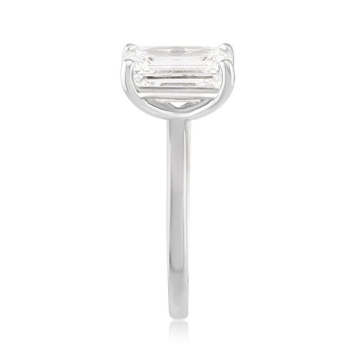 14K White Gold Emerald Cut Lab Diamond Solitaire 3.39 Ct