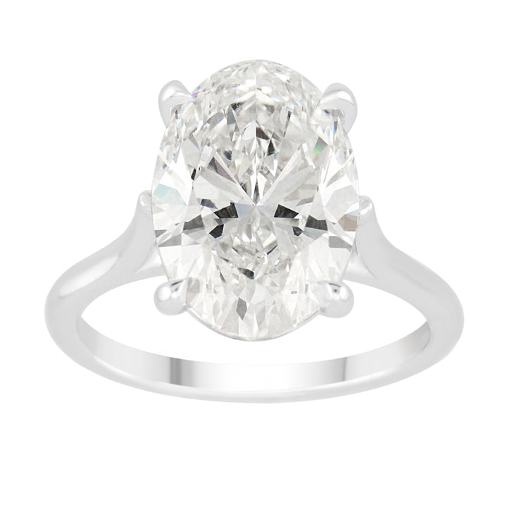 14K White Gold Oval Shaped Lab Diamond Solitaire 5.06 Ct