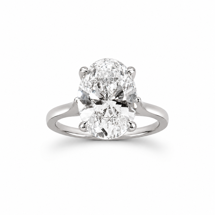 14K White Gold Oval Shaped Lab Diamond Solitaire 5.06 Ct