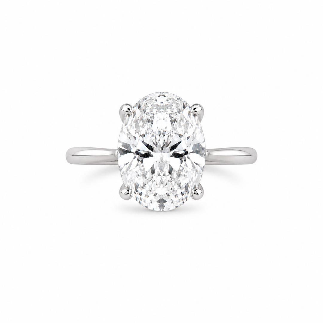 14K White Gold Oval Shaped Lab Diamond Solitaire 5.06 Ct
