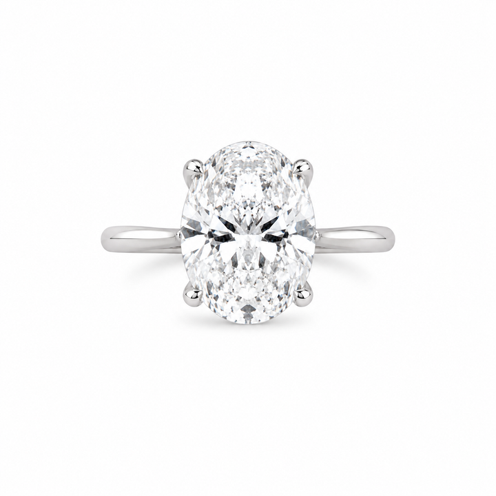 14K White Gold Oval Shaped Lab Diamond Solitaire 5.06 Ct
