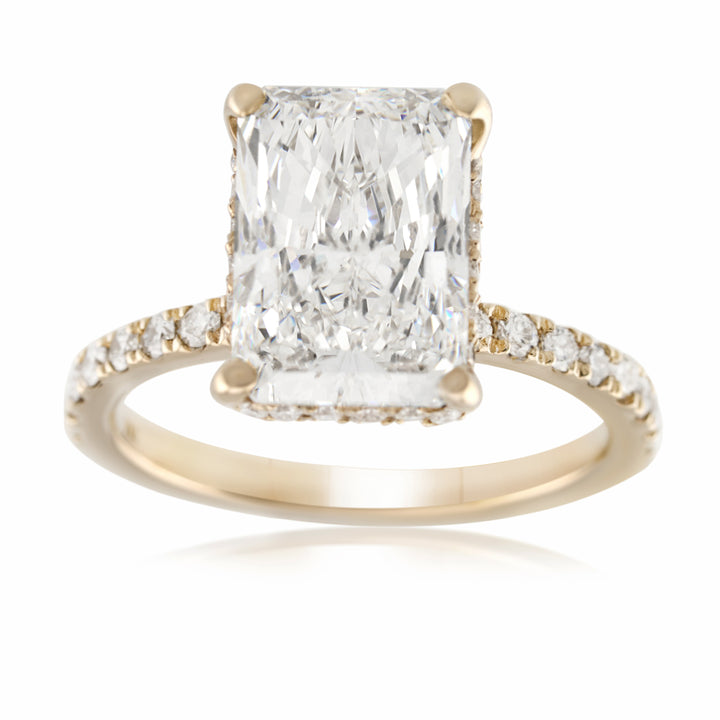 14K Yellow Gold Hidden Halo Lab Diamond Engagement Ring ~ 4 ½ Ct