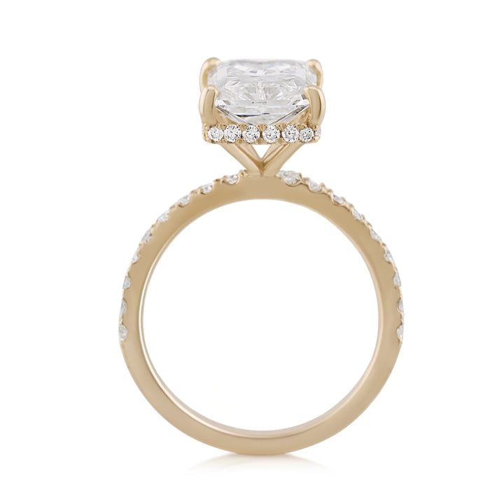 14K Yellow Gold Hidden Halo Lab Diamond Engagement Ring ~ 4 ½ Ct