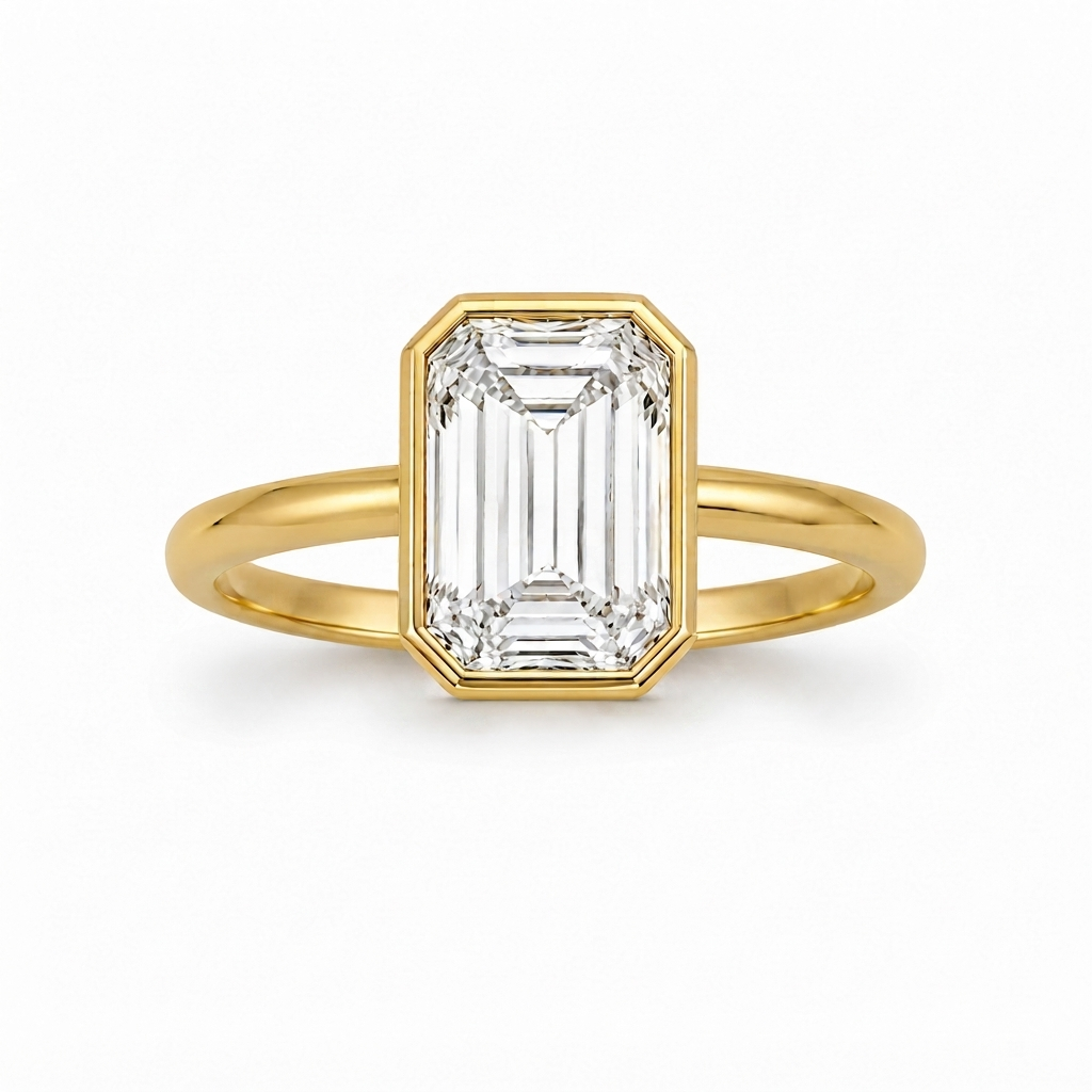 14K Yellow Gold Emerald Cut Lab Diamond Solitaire 4.07 Ct