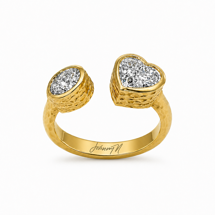 18K Yellow Gold Toi & Moi Johnny N. Design Diamond Ring ~ 2 ¼ Ct