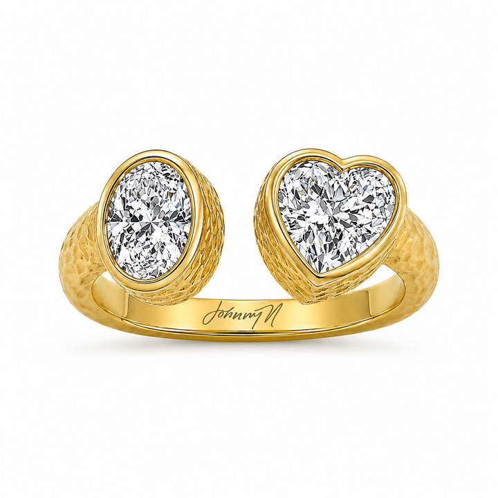 18K Yellow Gold Toi & Moi Johnny N. Design Diamond Ring ~ 2 ¼ Ct