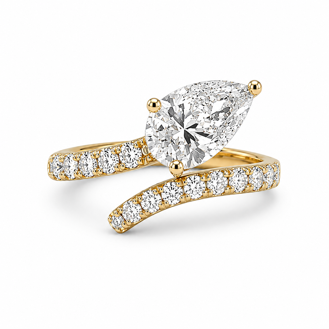 14K Yellow Gold Johnny N. Design Lab Diamond Bypass Ring ~ 2 ½ Ct