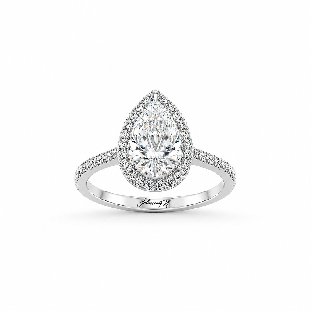 14k White Gold Lab Diamond Johnny N. Design Halo Engagement Ring 2 ¾ Ct