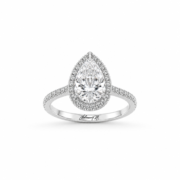 14k White Gold Lab Diamond Johnny N. Design Halo Engagement Ring 2 ¾ Ct