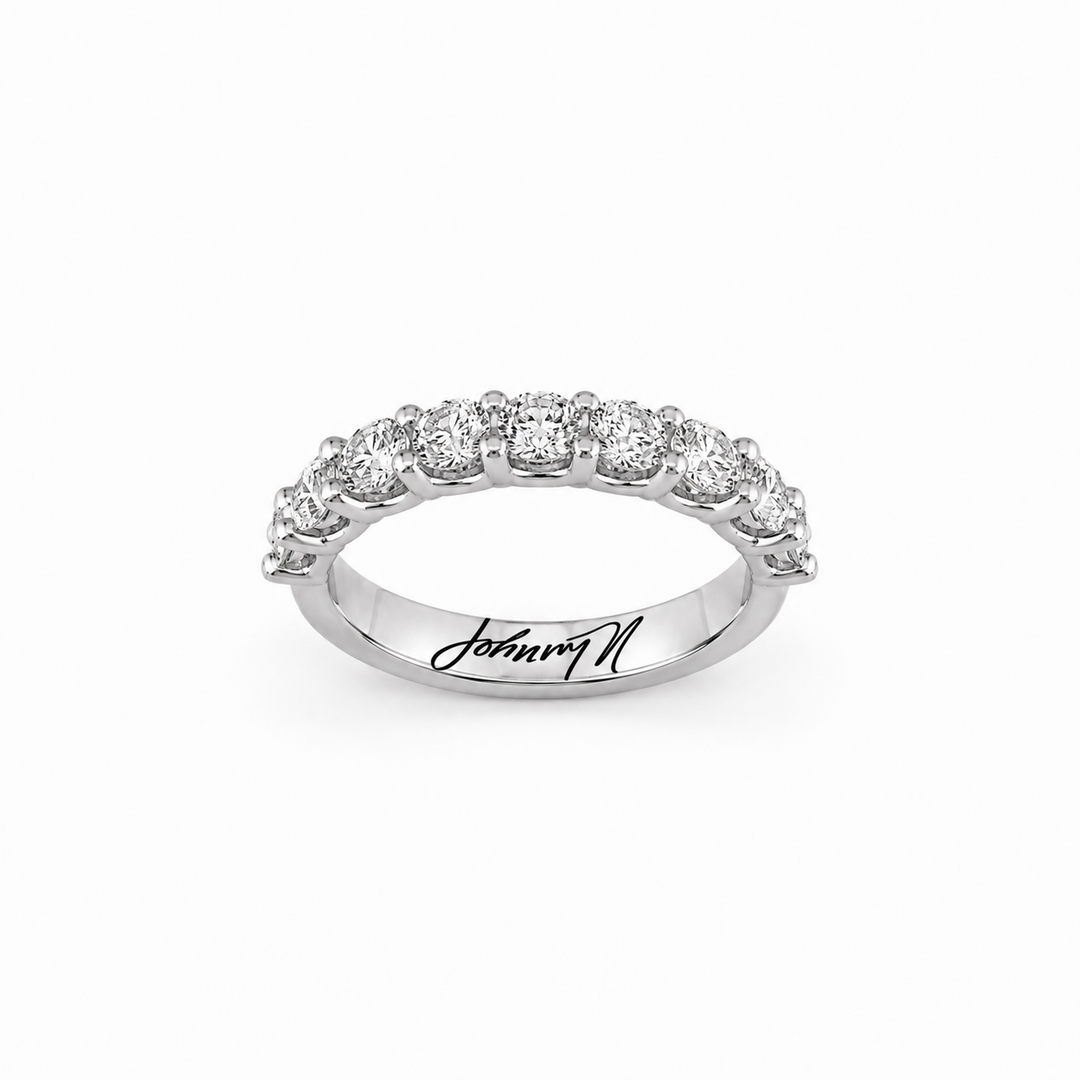 14K White Gold Lab Diamond Johnny N. Design Half Eternity Band ~ 1 ½ Ct