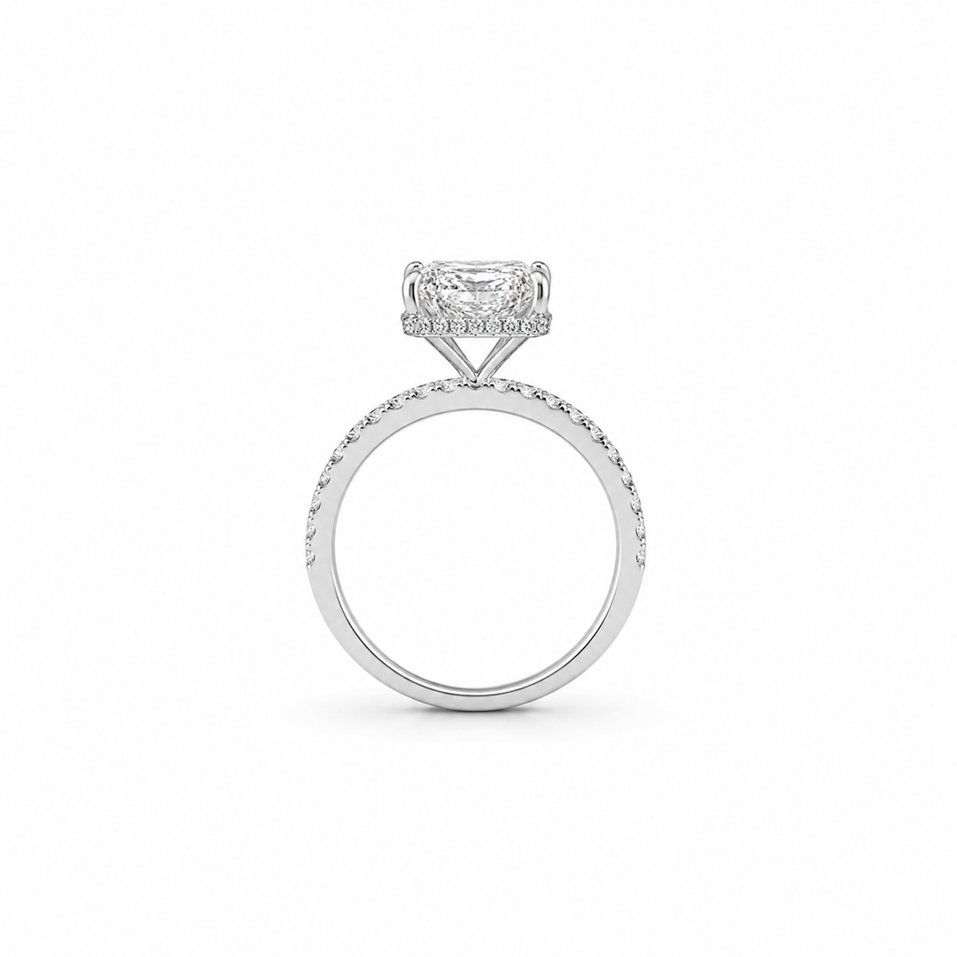 14K White Gold Lab Diamond Johnny N. Design Engagement Ring ~ 4 Ct