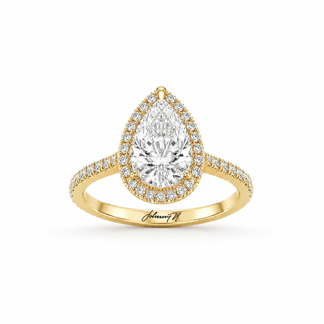 14k Yellow Gold Lab Diamond Johnny N. Design Halo Engagement Ring 4 ¼ Ct