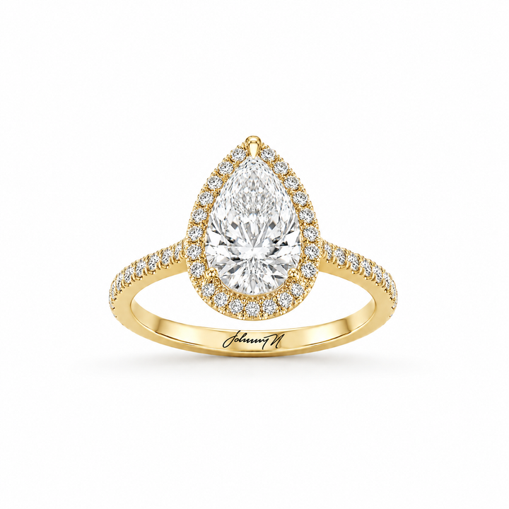 14k Yellow Gold Lab Diamond Johnny N. Design Halo Engagement Ring 4 ¼ Ct