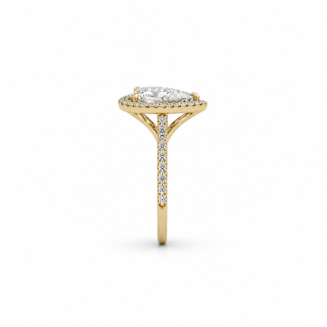 14k Yellow Gold Lab Diamond Johnny N. Design Halo Engagement Ring 4 ¼ Ct