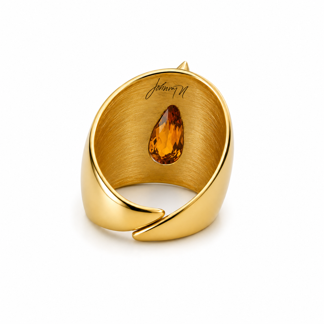 14K Yellow Gold Overlay Johnny N. Design Yellow Topaz Statement Ring 8 Ct