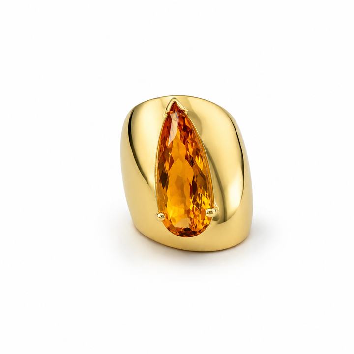 14K Yellow Gold Overlay Johnny N. Design Yellow Topaz Statement Ring 8 Ct