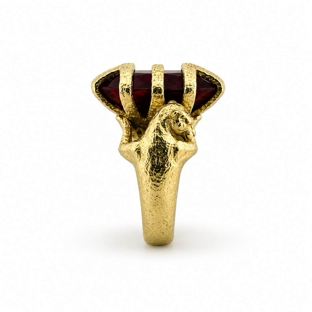 18K Yellow Gold Johnny N. Design Ruby Statement Ring ~ 20 Ct
