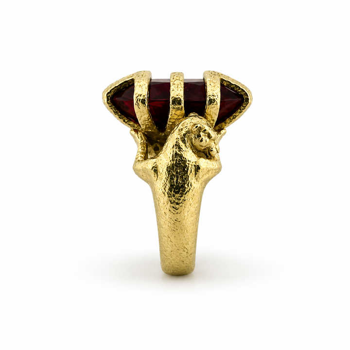 18K Yellow Gold Johnny N. Design Ruby Statement Ring ~ 20 Ct