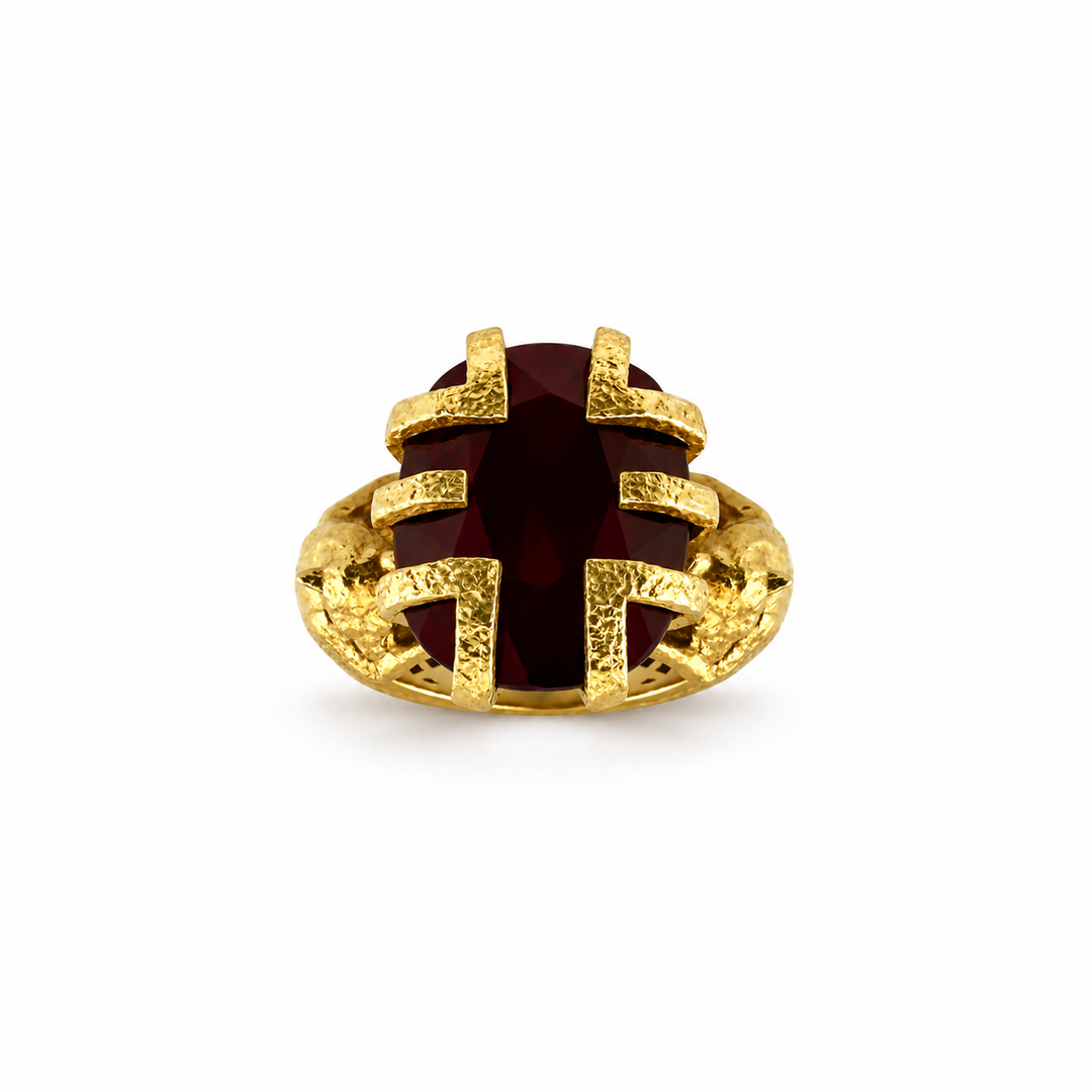18K Yellow Gold Johnny N. Design Ruby Statement Ring ~ 20 Ct