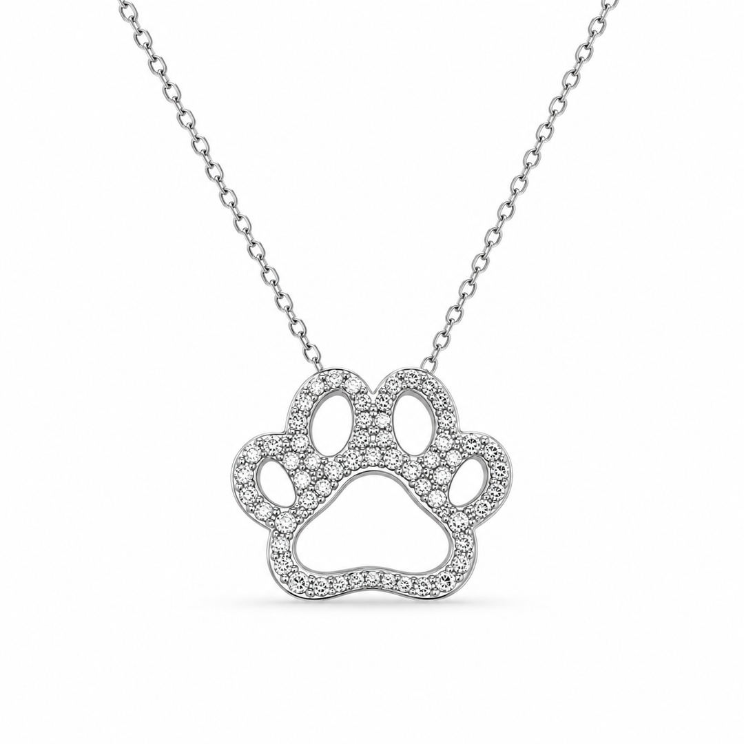14K White Gold Johnny N. Design Diamond Paw Pendant ~ 1 Ct