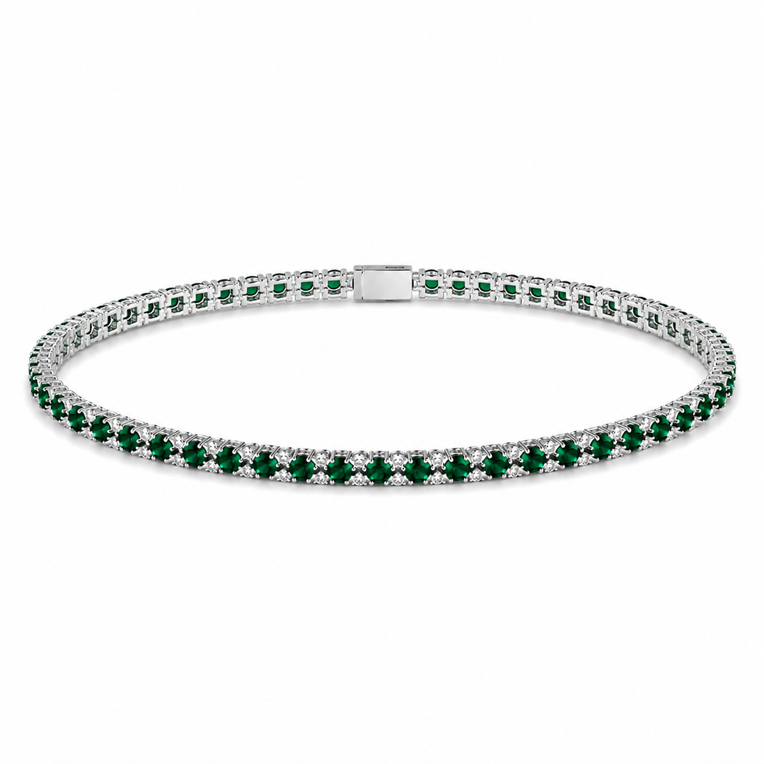 18K White Gold Johnny N. Design Emerald & Diamond Tennis Choker ~ 18 Ct