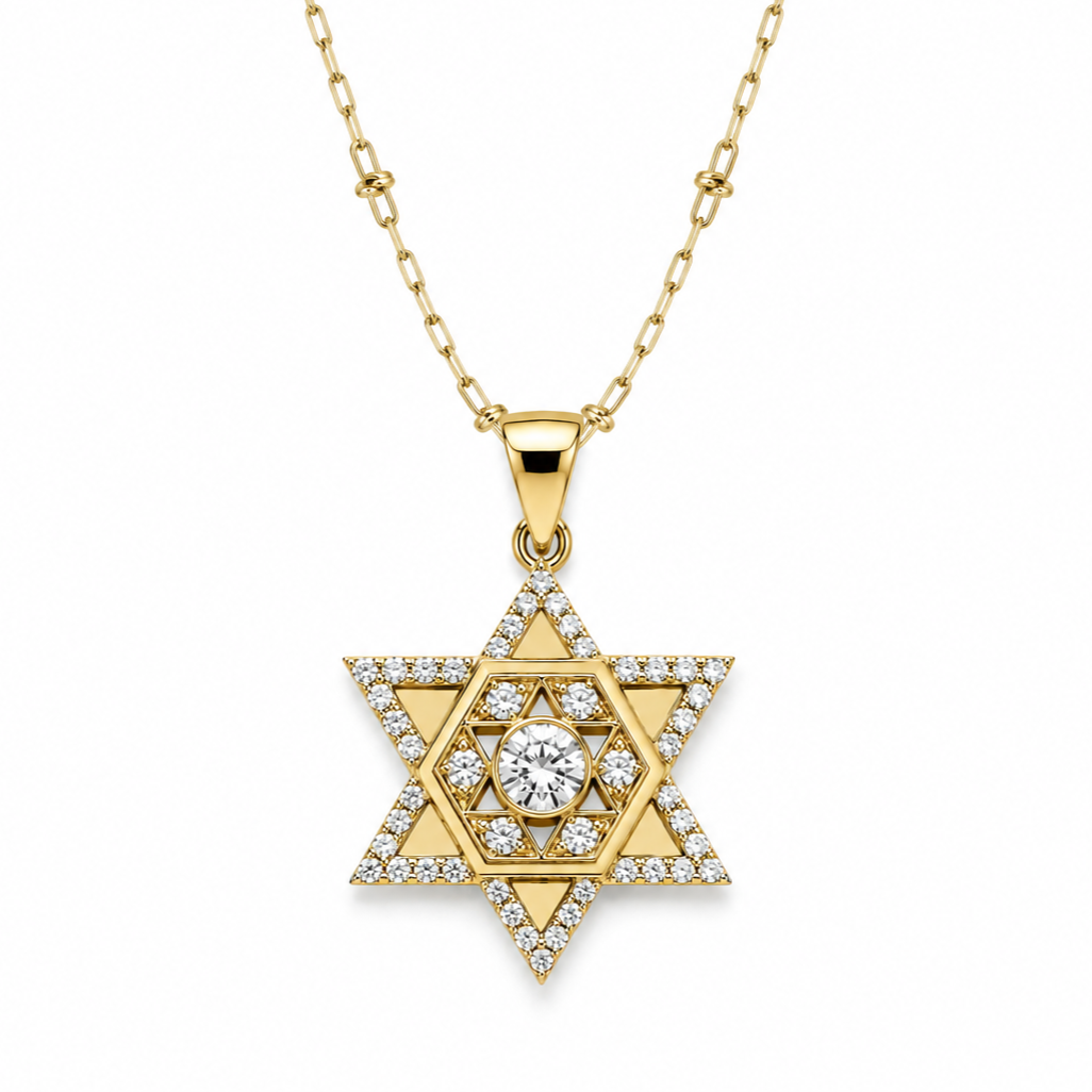 14K Yellow Gold Johnny N. Design Diamond Star of David ~ 2 ½ Ct