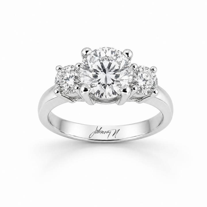 Platinum Johnny N. Three-Stone Lab Diamond Ring 5 Ct