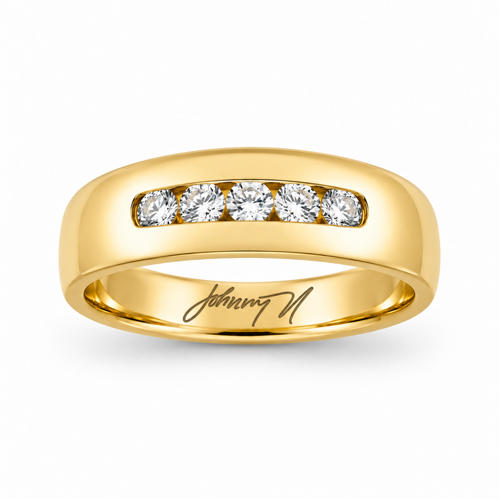 14K Yellow Gold Johnny N. Five-Diamond Channel Band ~ 1 Ct